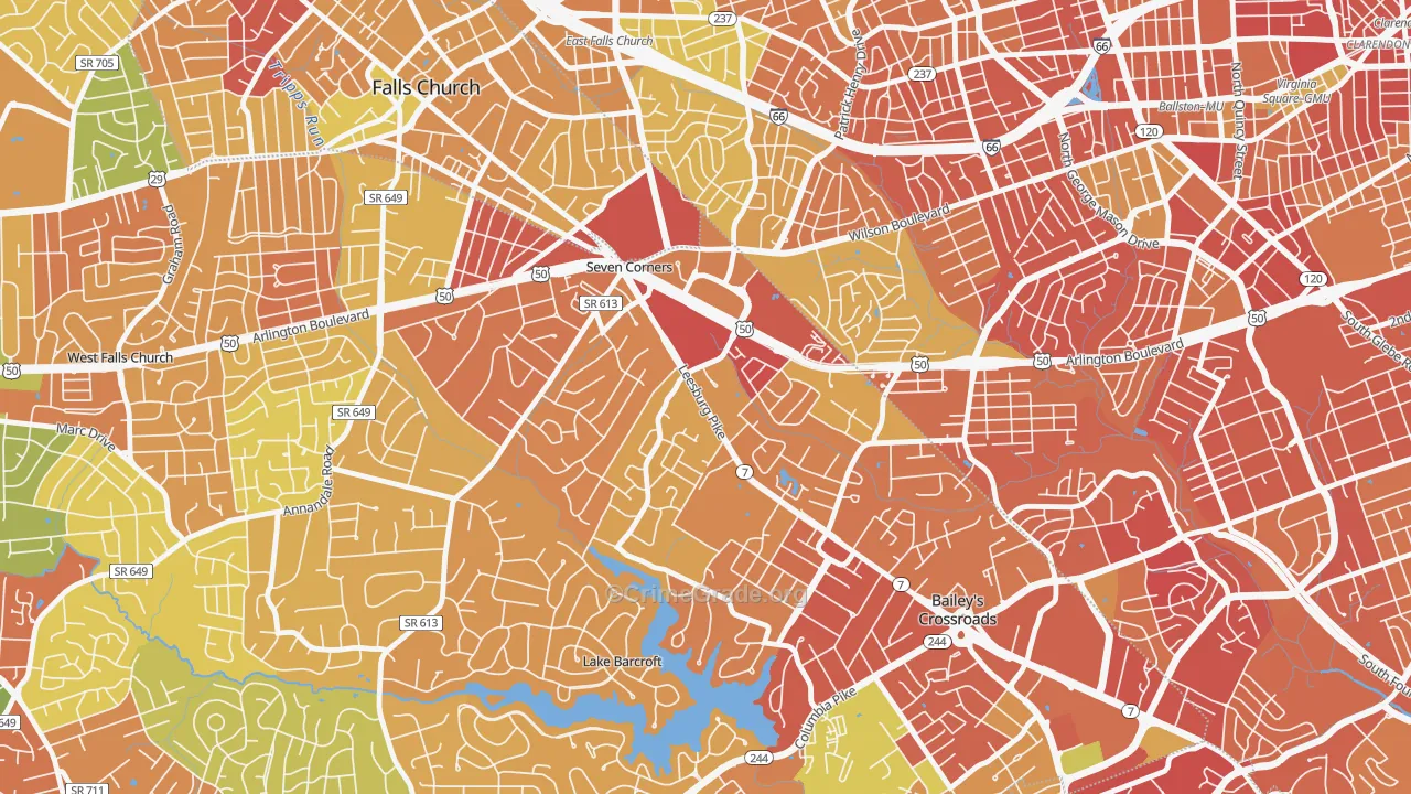 Seven Corners, VA Map of Robbery Rates