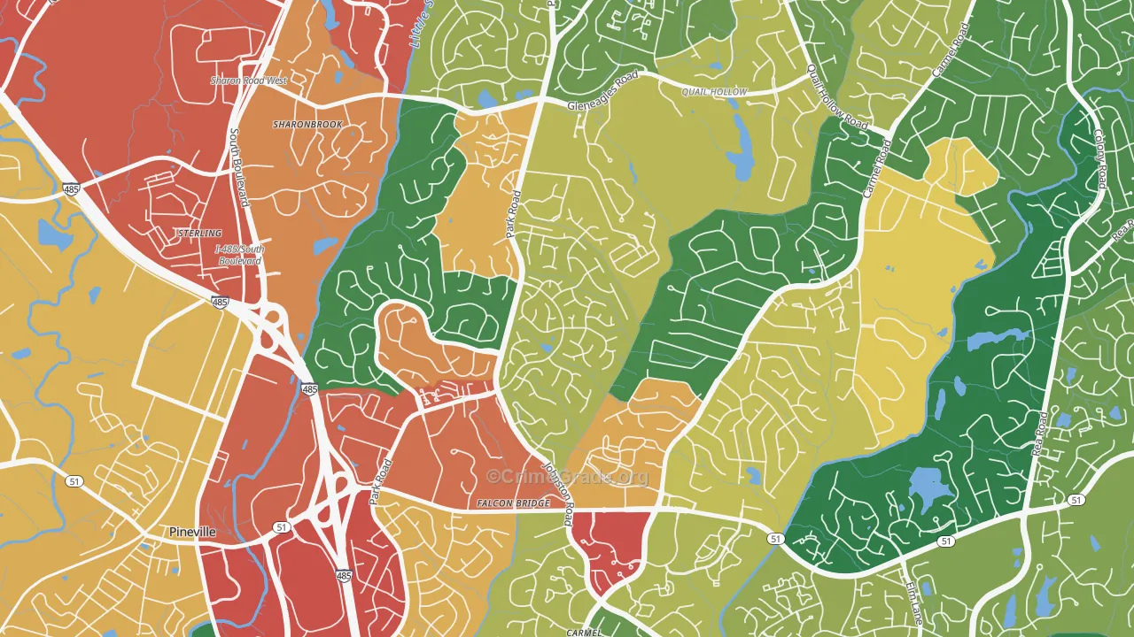 Seven Eagles, Charlotte, NC Map of Robbery Rates