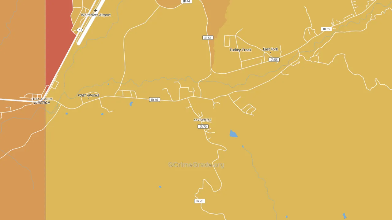 Seven Mile, AZ Map of Robbery Rates