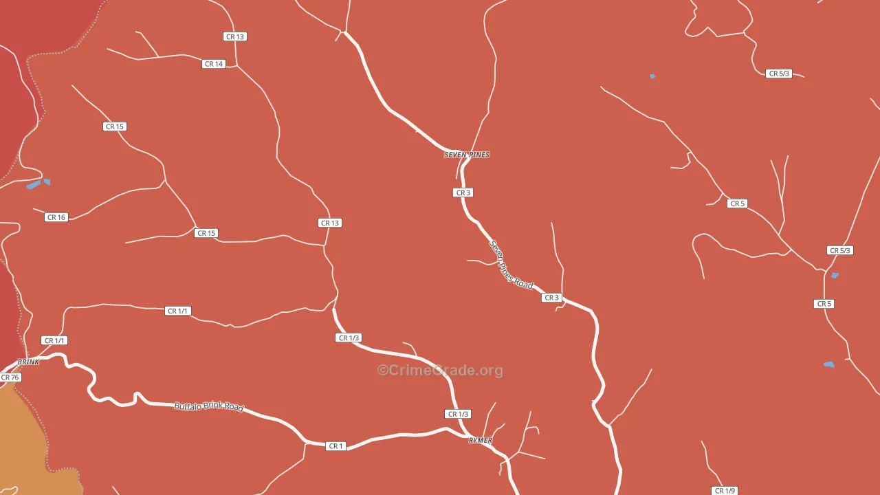 Seven Pines, WV Map of Robbery Rates
