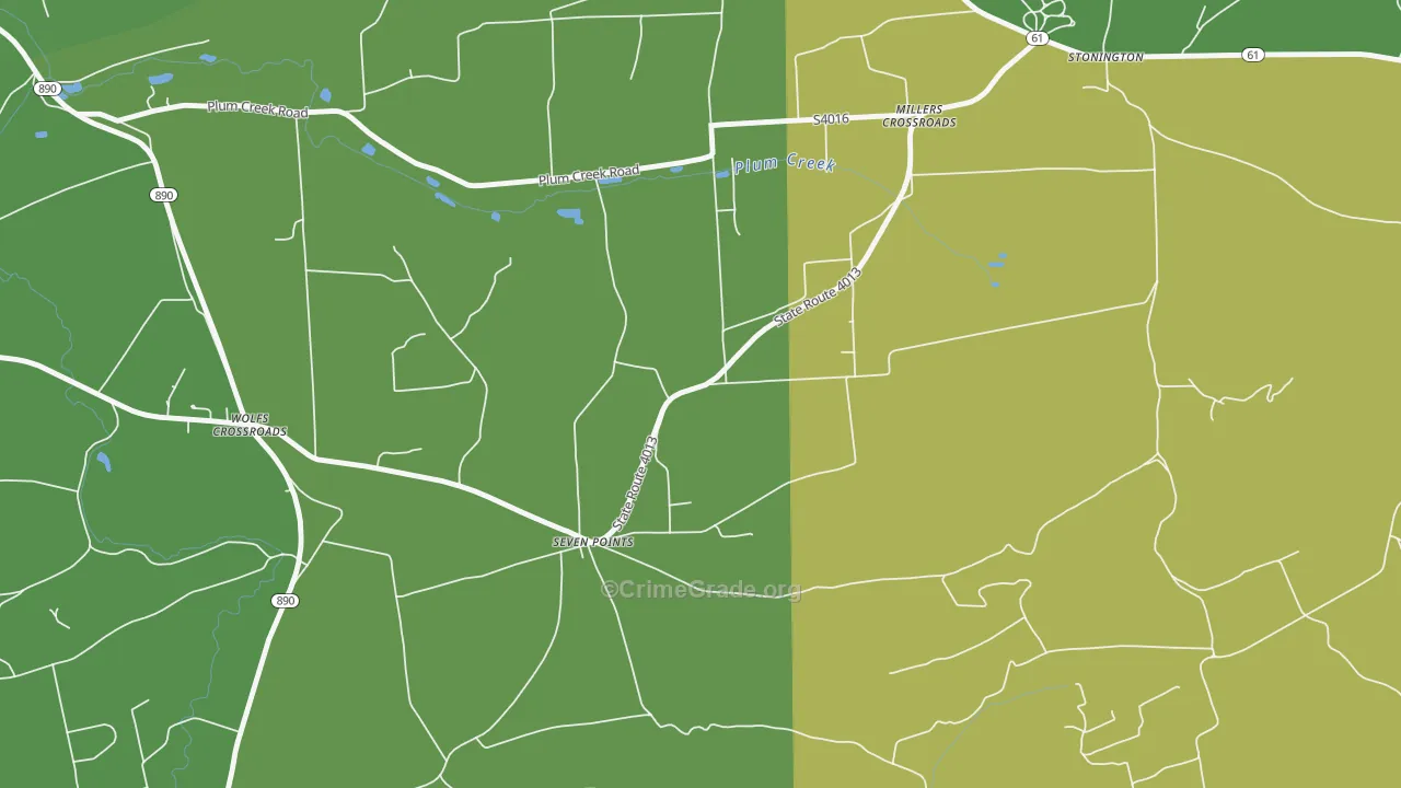 Seven Points, PA Map of Robbery Rates