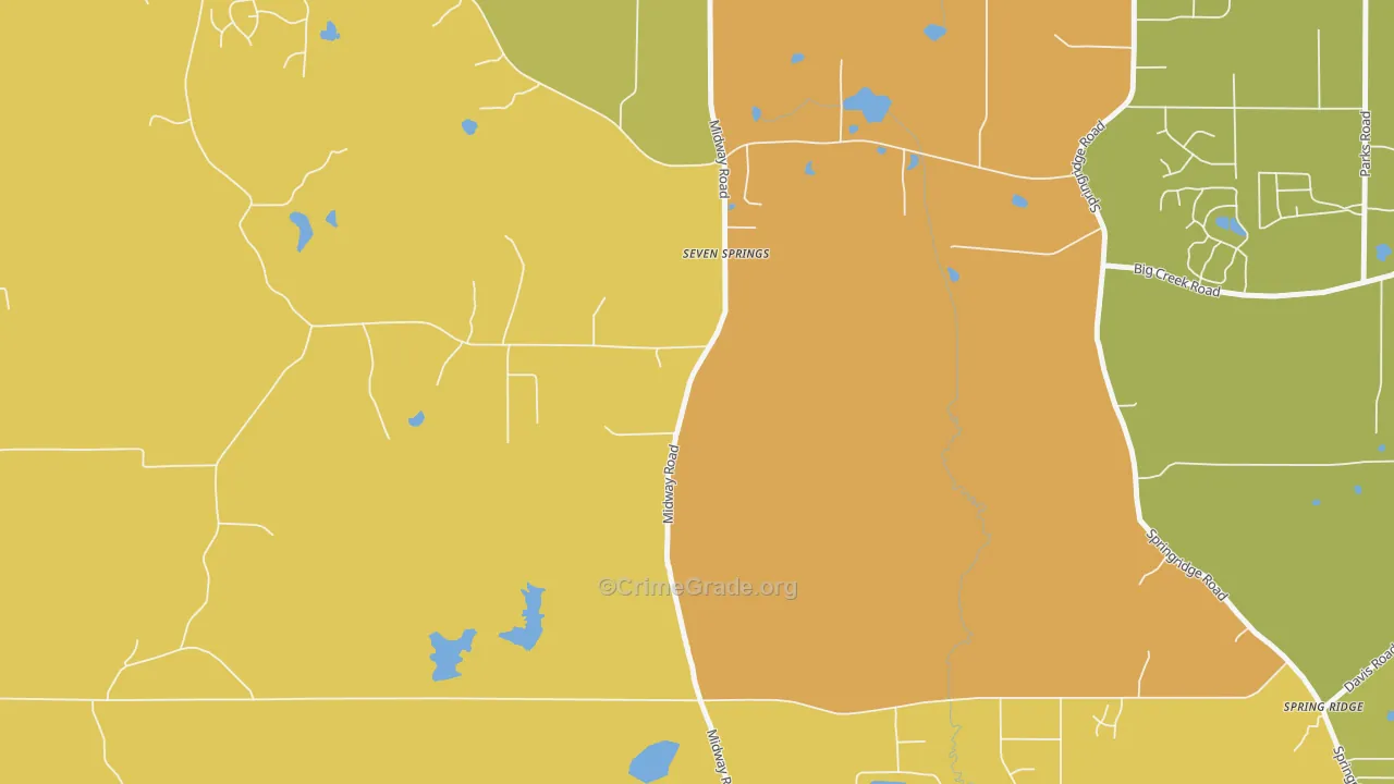 Seven Springs, MS Map of Robbery Rates