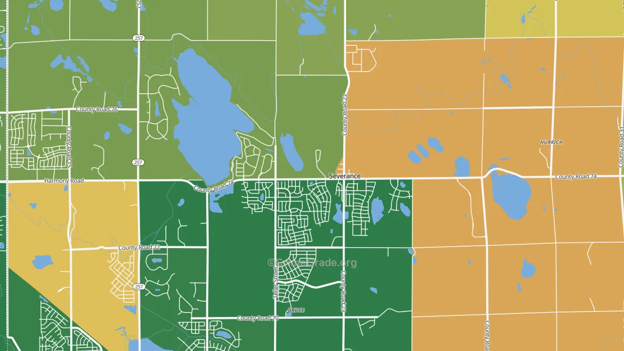 Severance, CO Map of Robbery Rates