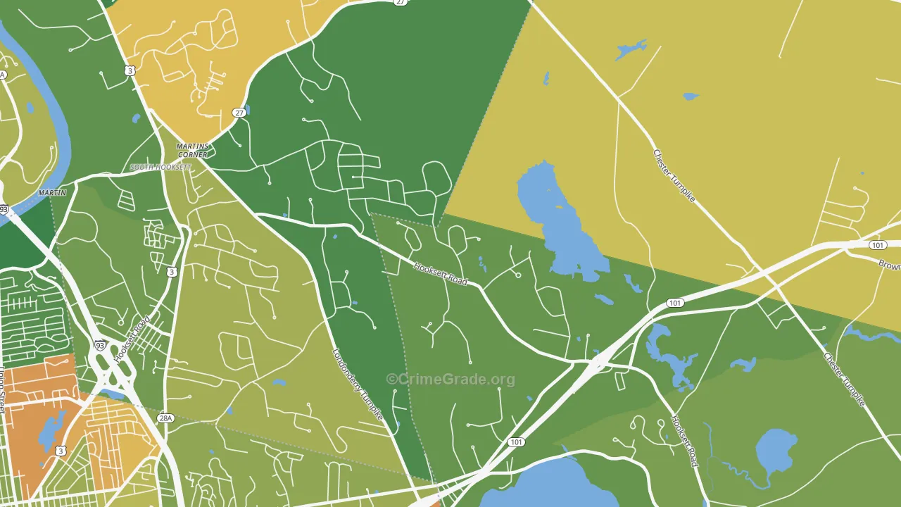 Severance, NH Map of Robbery Rates