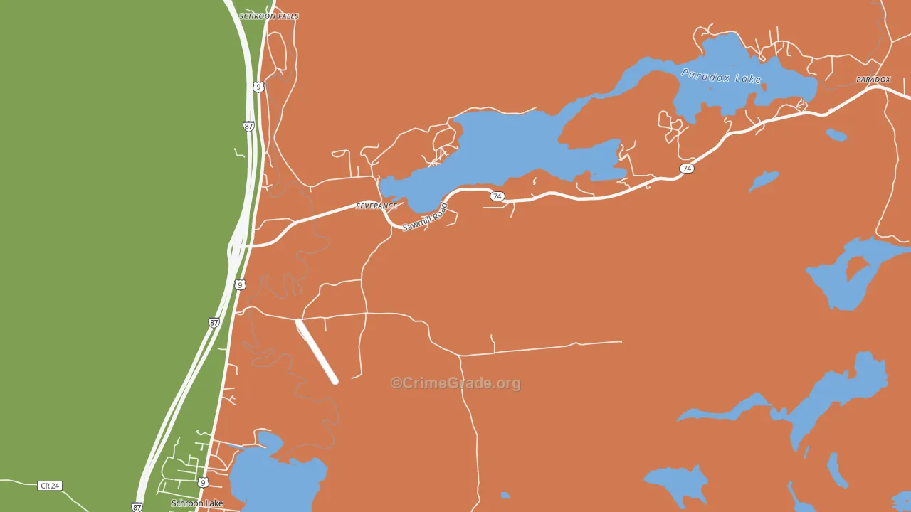 Severance, NY Map of Robbery Rates