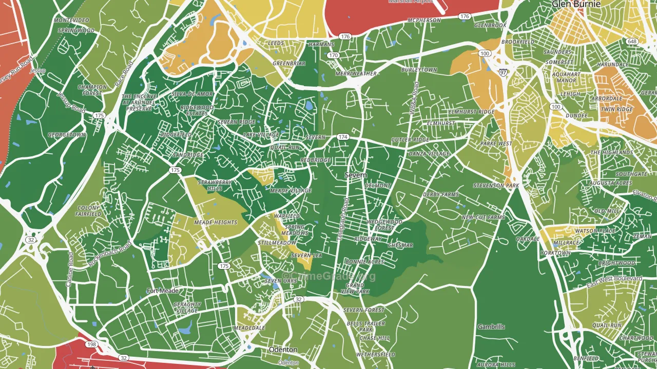 Severn, MD Map of Robbery Rates