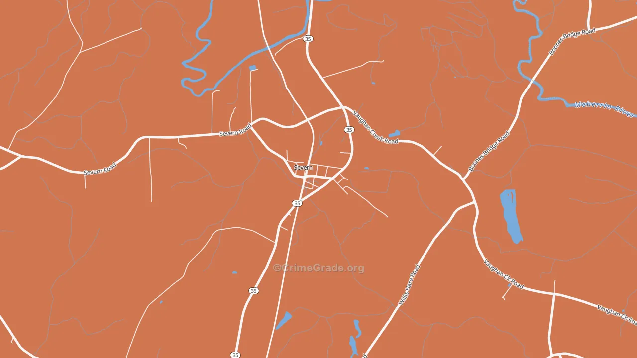 Severn, NC Map of Robbery Rates