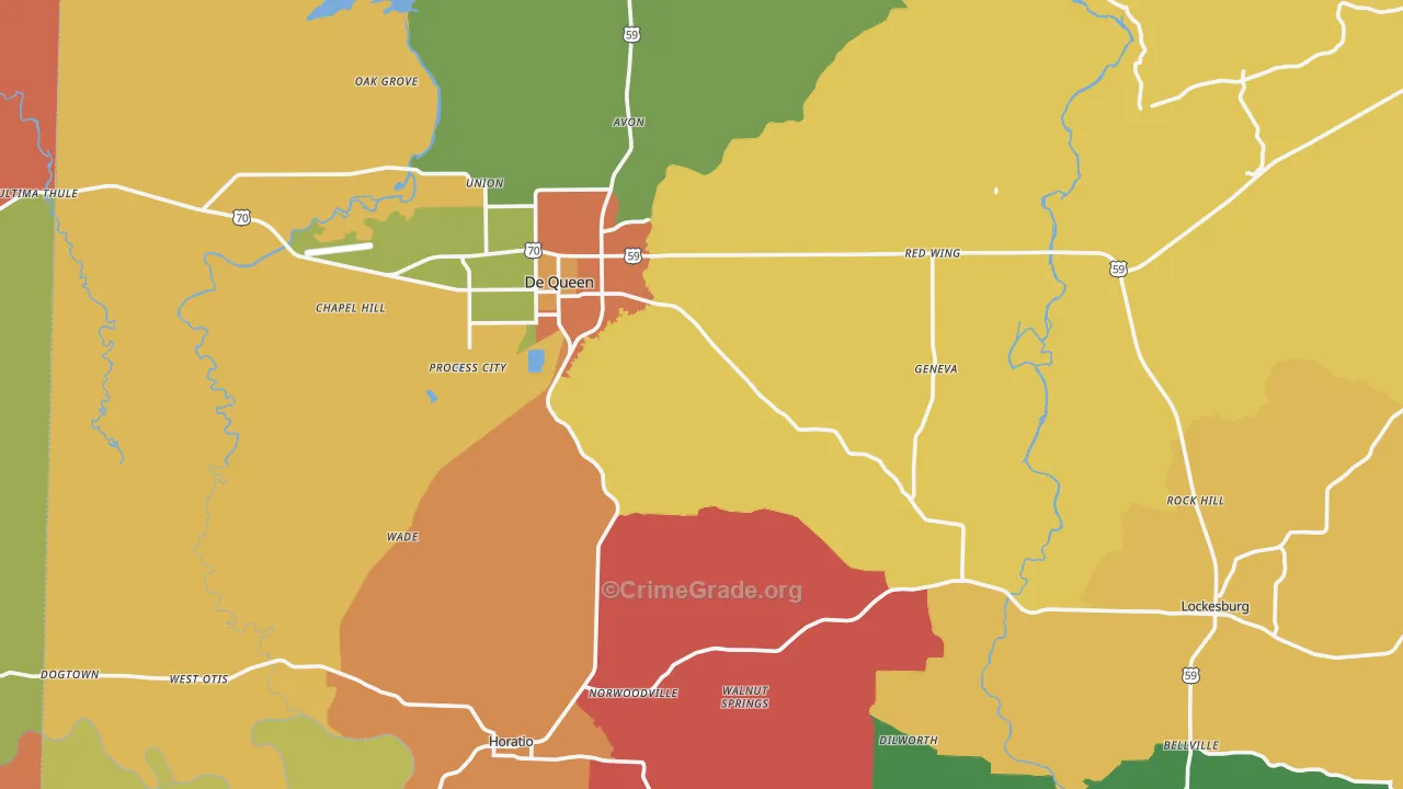Sevier County, AR Map of Robbery Rates