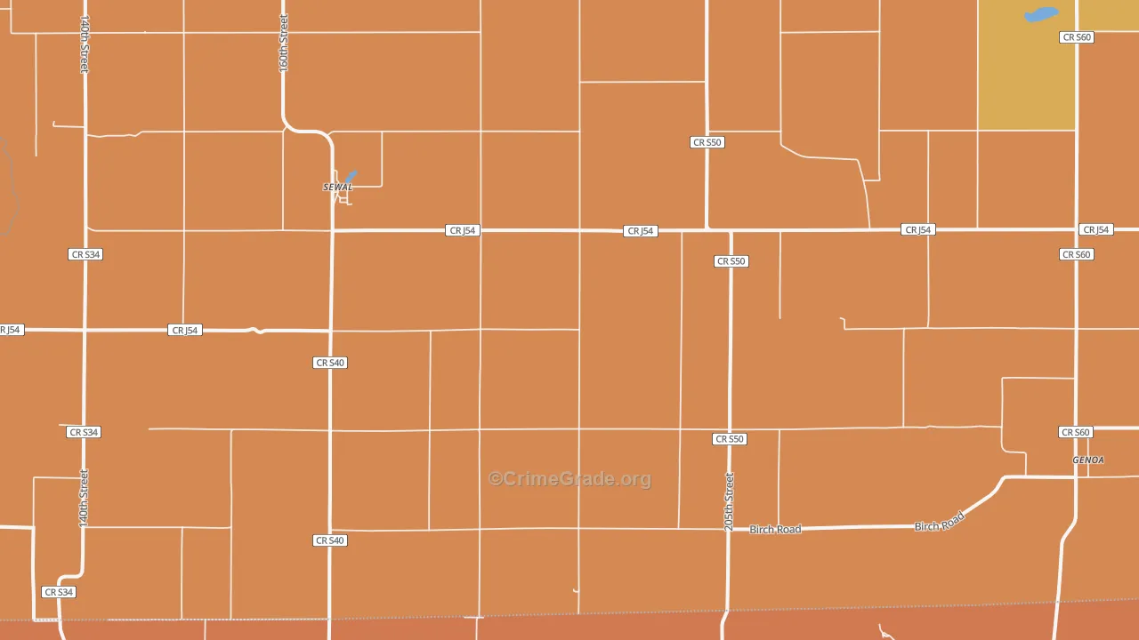 Sewal, IA Map of Robbery Rates