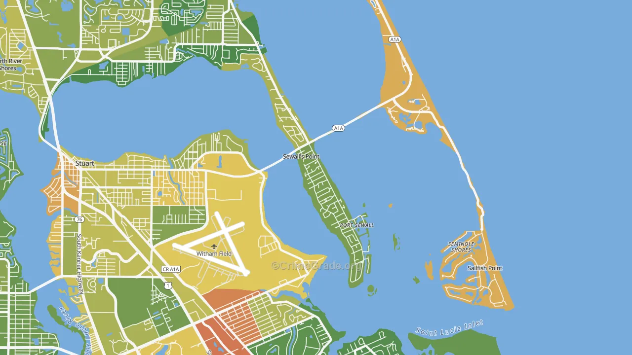 Sewalls Point, FL Map of Robbery Rates