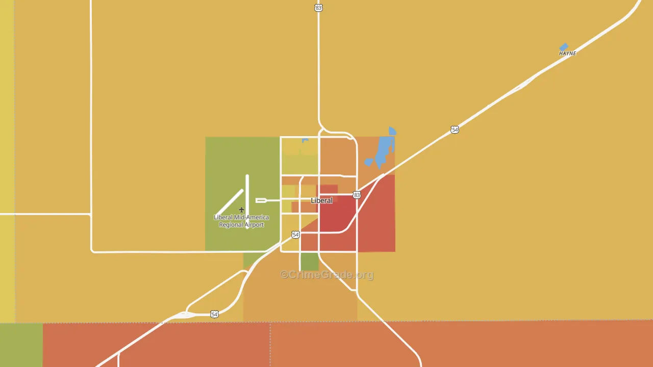 Seward County, KS Map of Robbery Rates