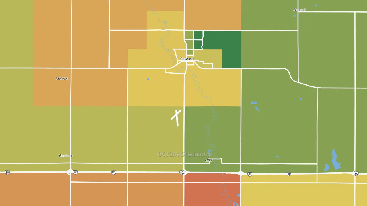 Seward County, NE Map of Robbery Rates