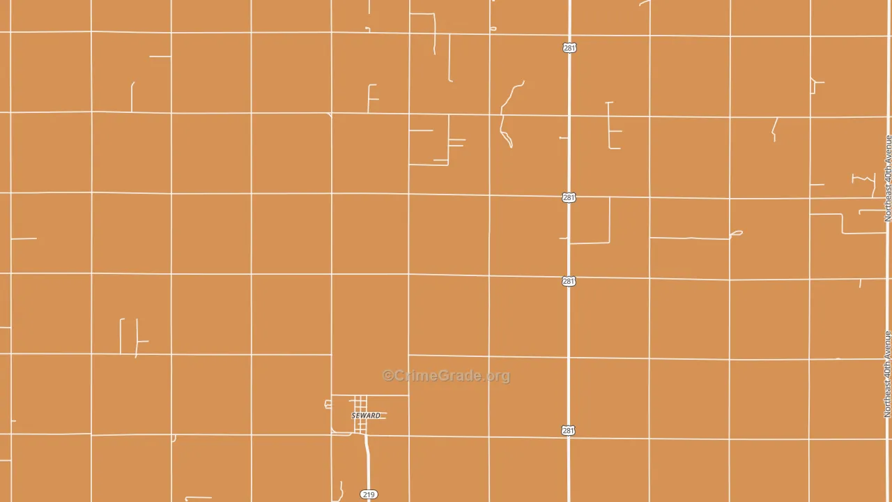 Seward, KS Map of Robbery Rates