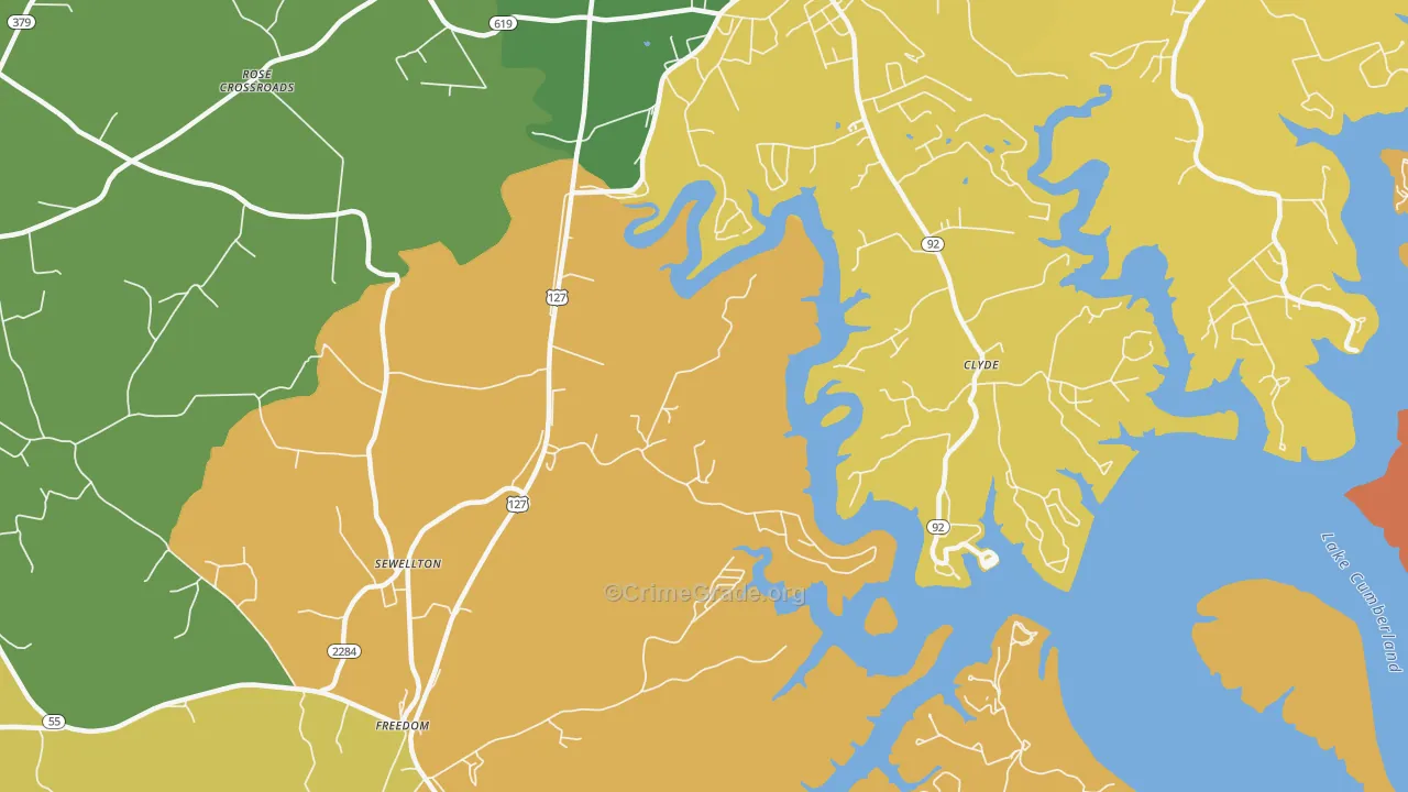 Sewellton, KY Map of Robbery Rates