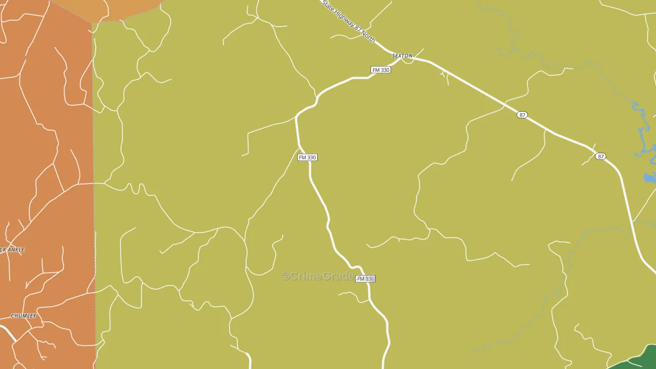 Sexton, TX Map of Robbery Rates
