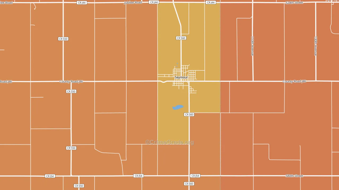 Seymour, IA Map of Robbery Rates