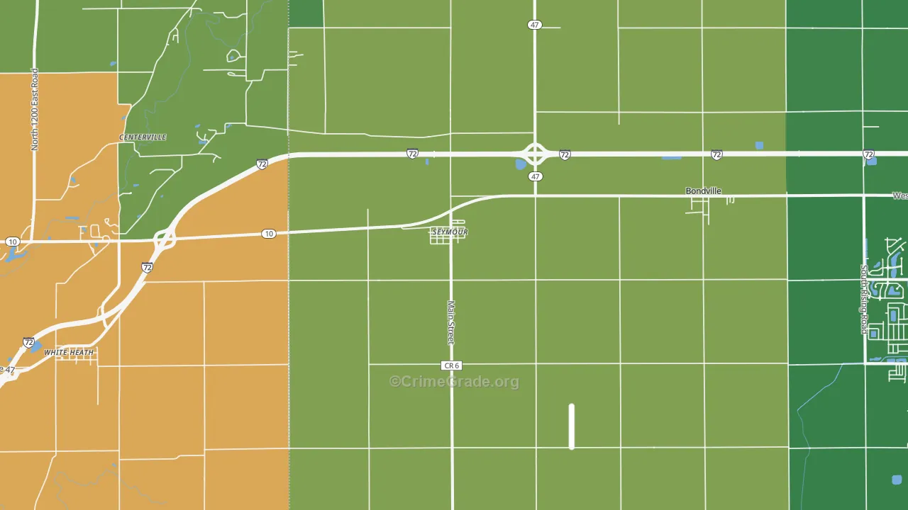 Seymour, IL Map of Robbery Rates