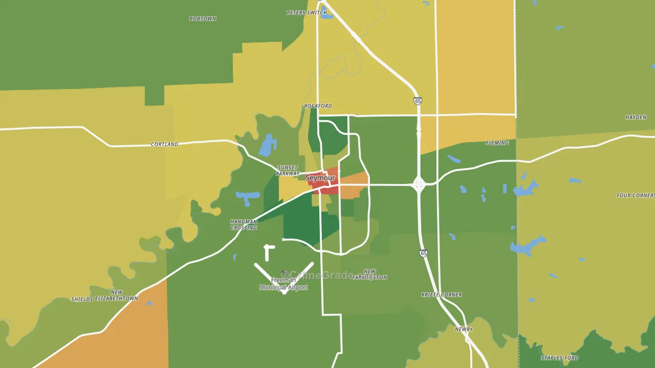 Seymour, IN Map of Robbery Rates