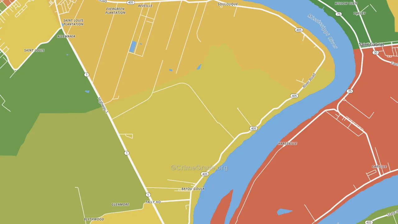 Seymourville, LA Map of Robbery Rates