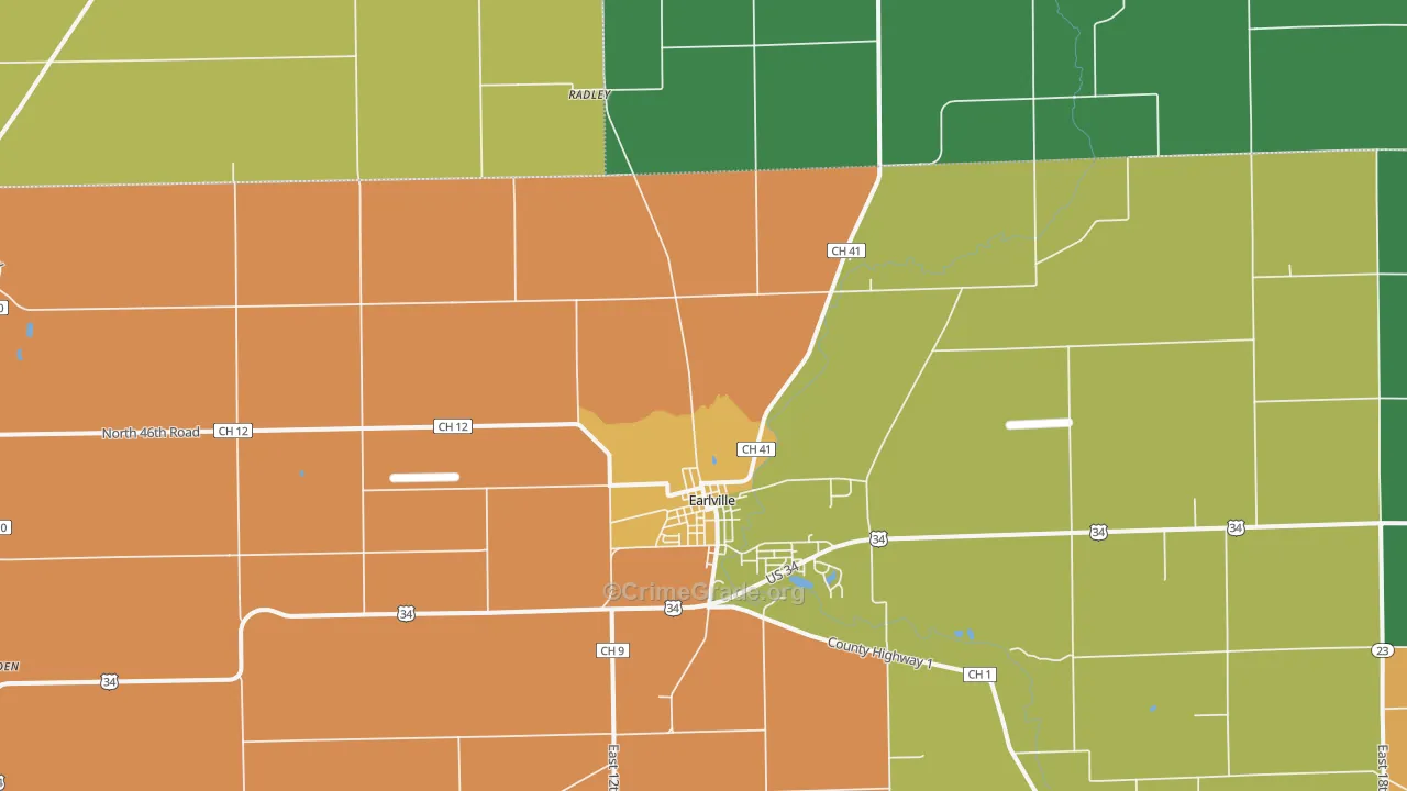 Shabbona Grove, IL Map of Robbery Rates