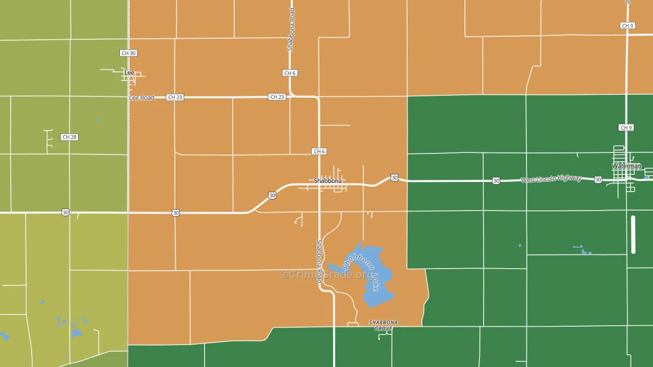 Shabbona, IL Map of Robbery Rates
