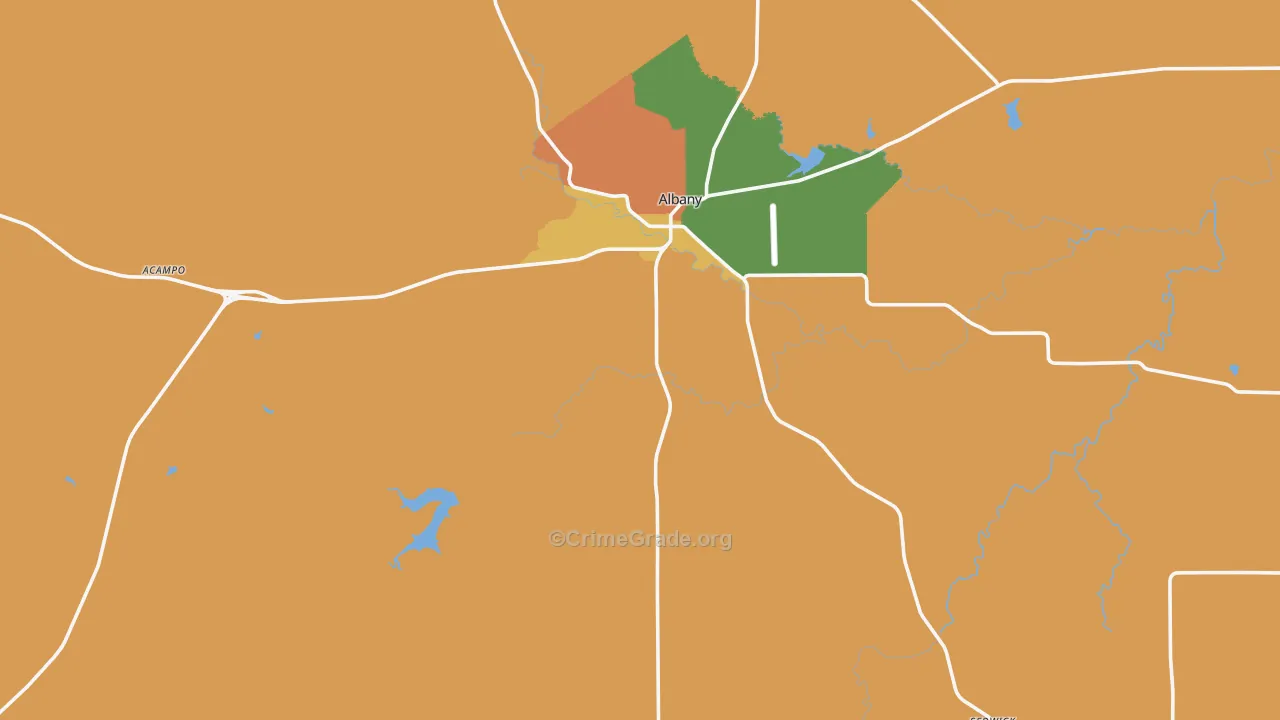 Shackelford County, TX Map of Robbery Rates