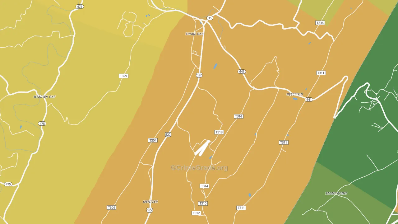 Shade Gap, PA Map of Robbery Rates