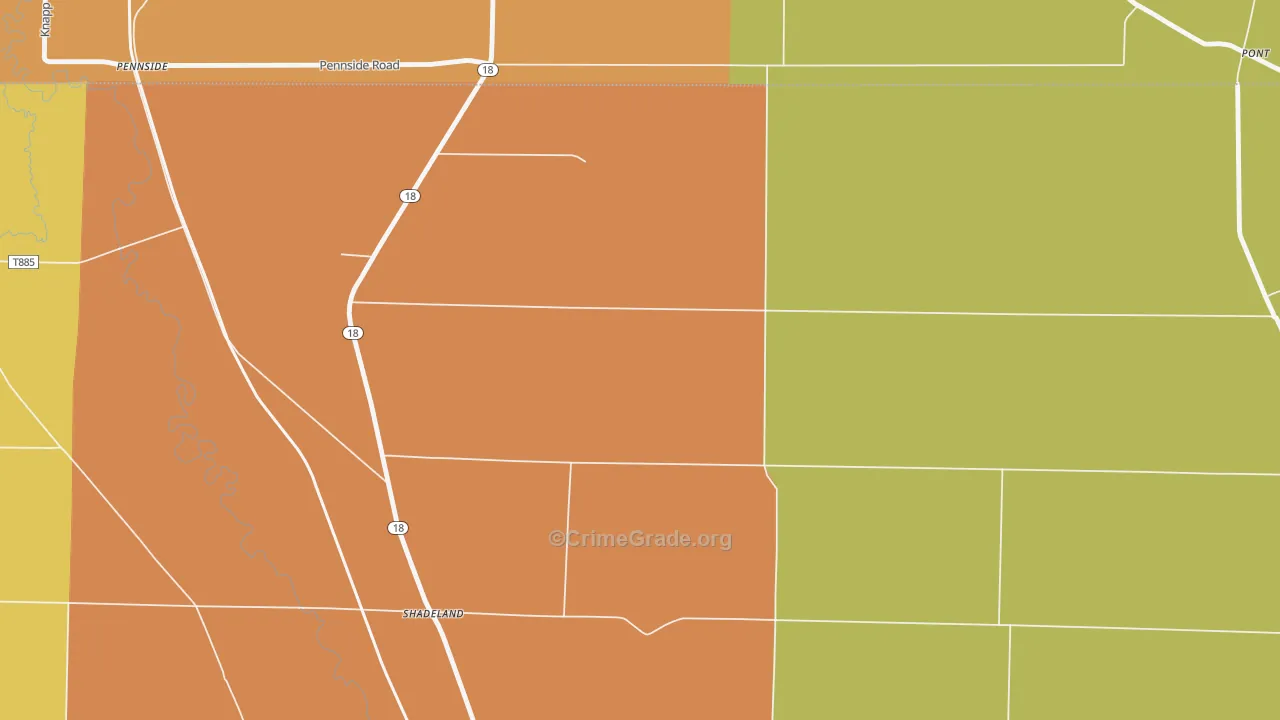 Shadeland, PA Map of Robbery Rates