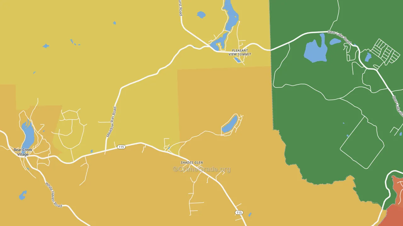 Shades Glen, PA Map of Robbery Rates