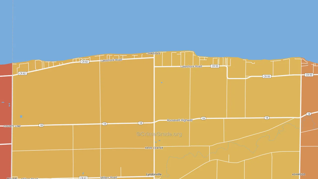Shadigee, NY Map of Robbery Rates