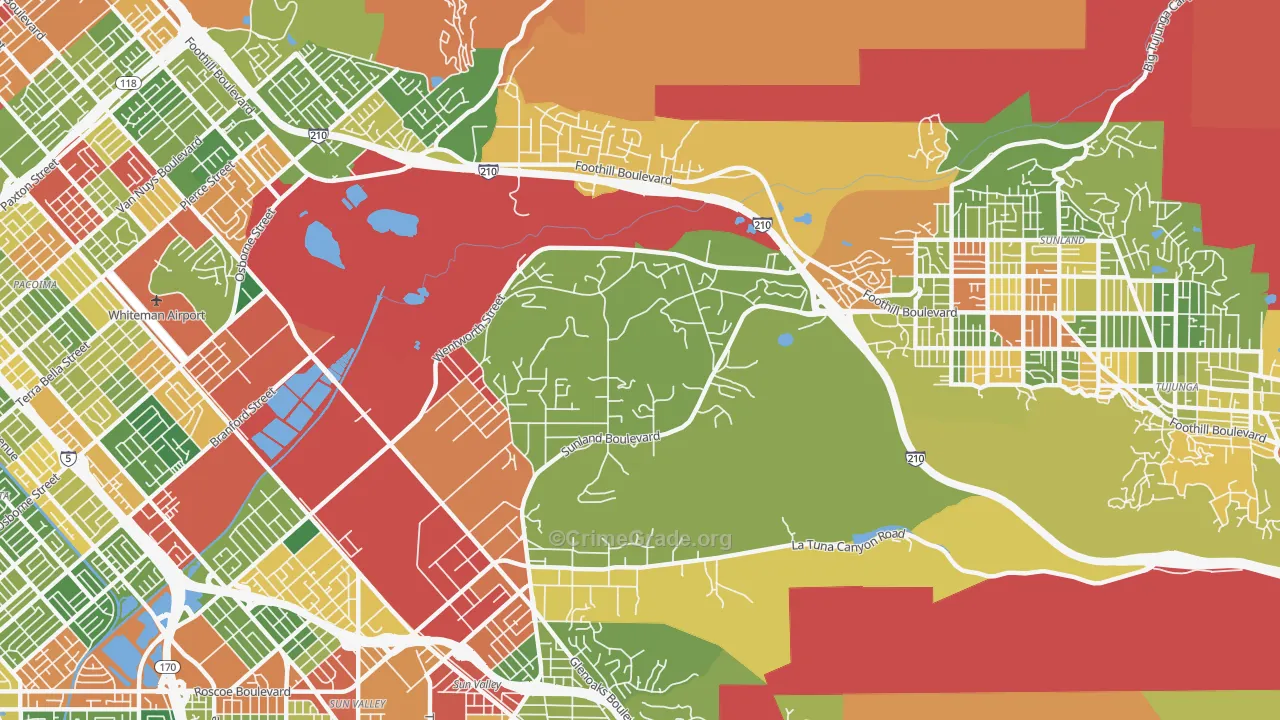 Shadow Hills, Sunland, CA Map of Robbery Rates