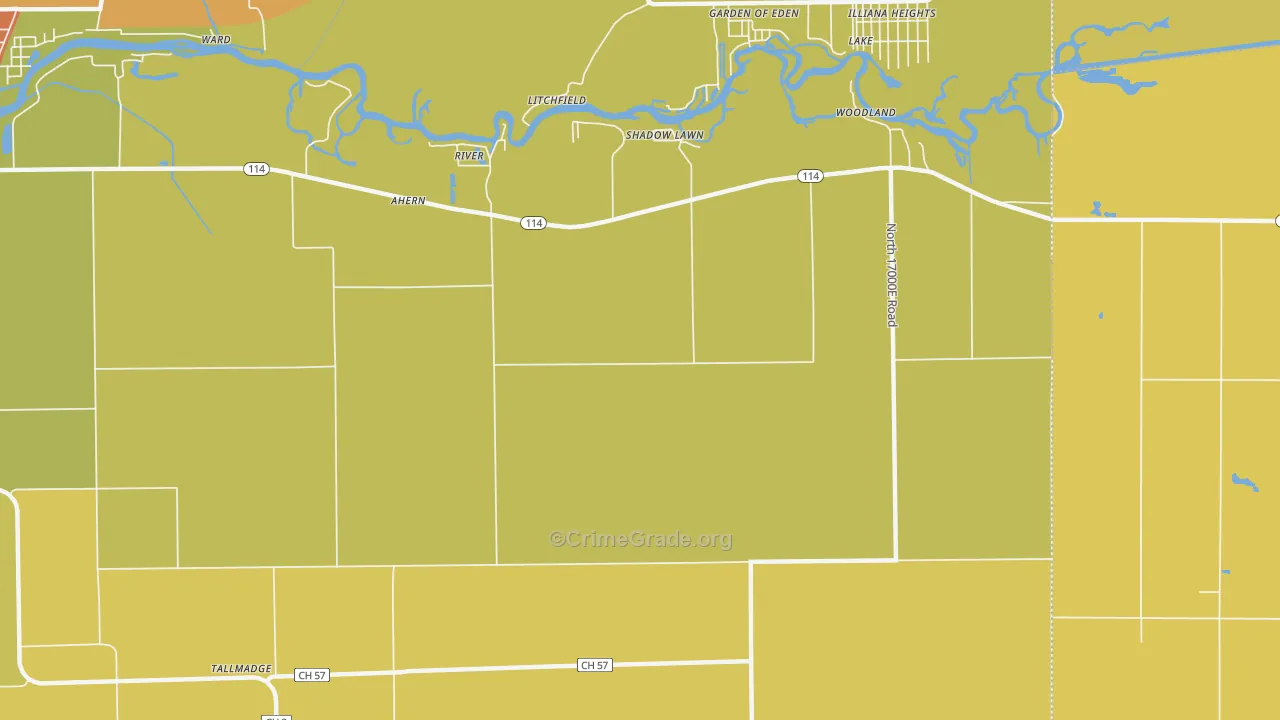 Shadow Lawn, IL Map of Robbery Rates