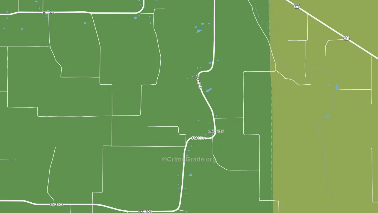Shadowland, TX Map of Robbery Rates