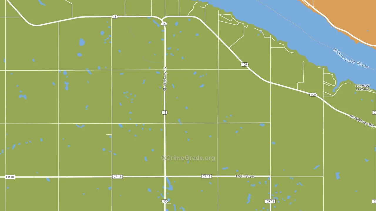 Shady Beach, SD Map of Robbery Rates