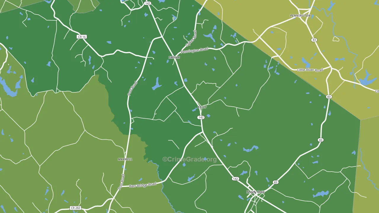 Shady Dale, GA Map of Robbery Rates