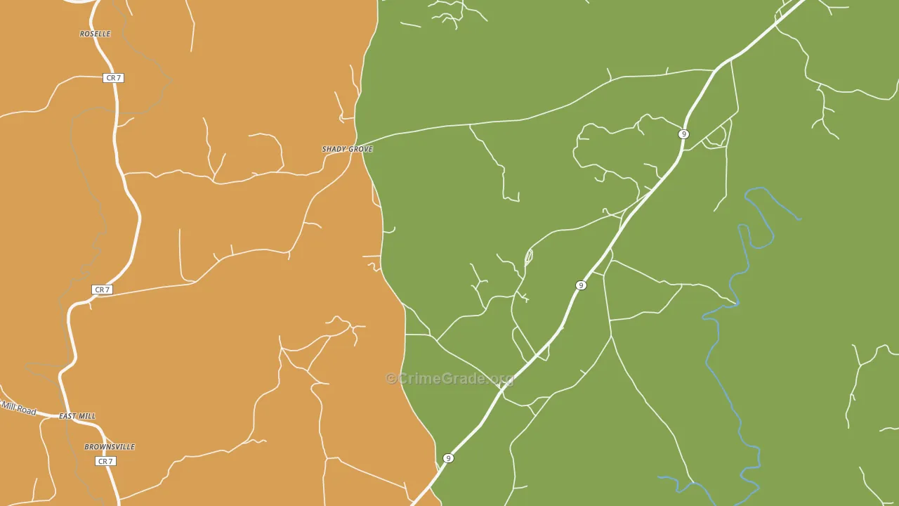 Shady Grove, AL Map of Robbery Rates