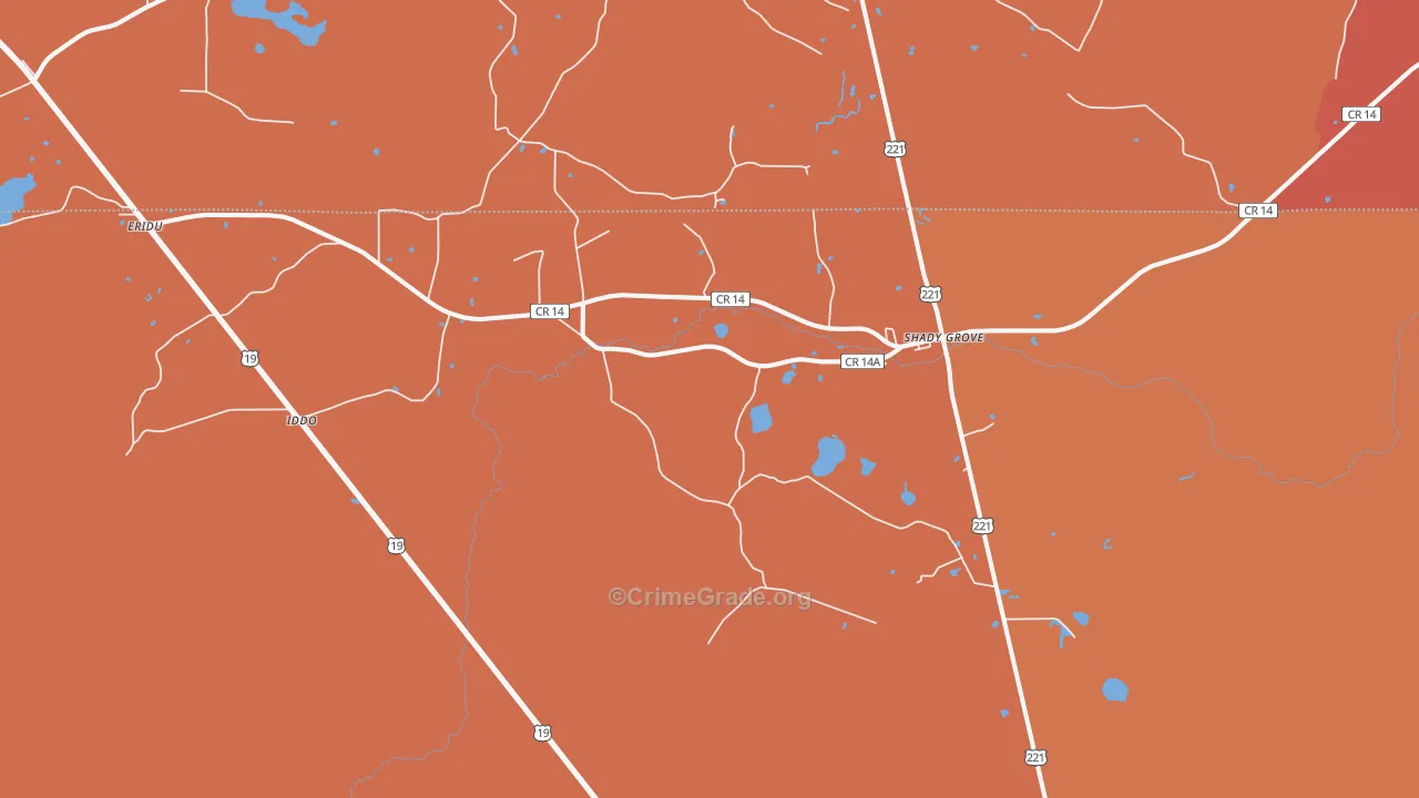 Shady Grove, FL Map of Robbery Rates
