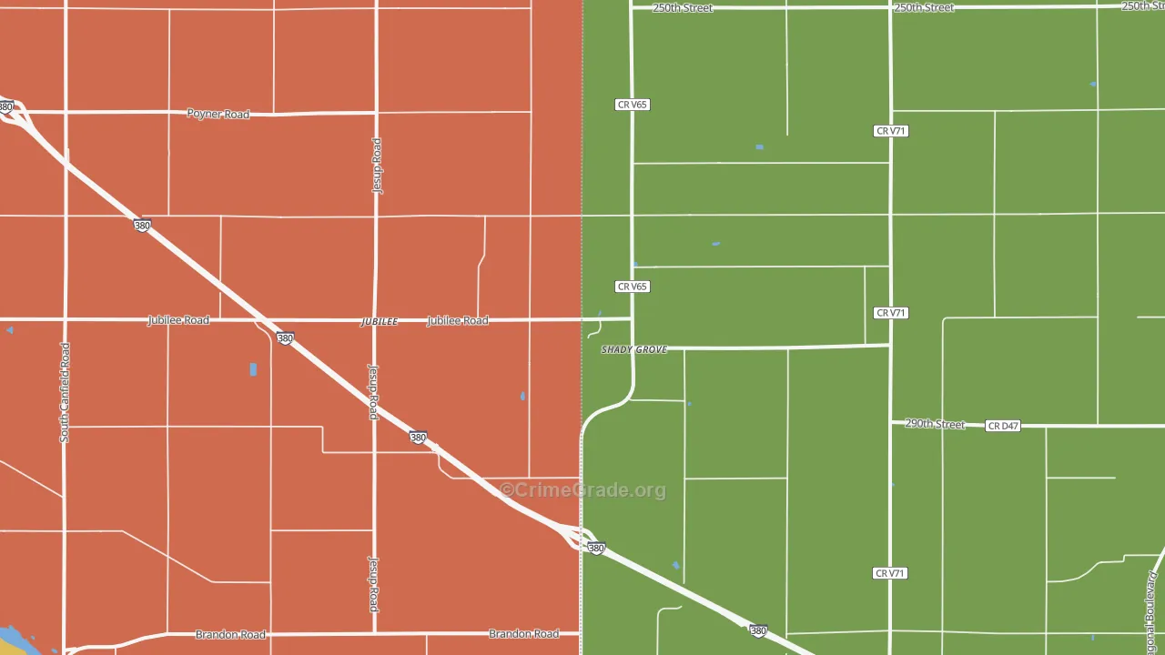 Shady Grove, IA Map of Robbery Rates