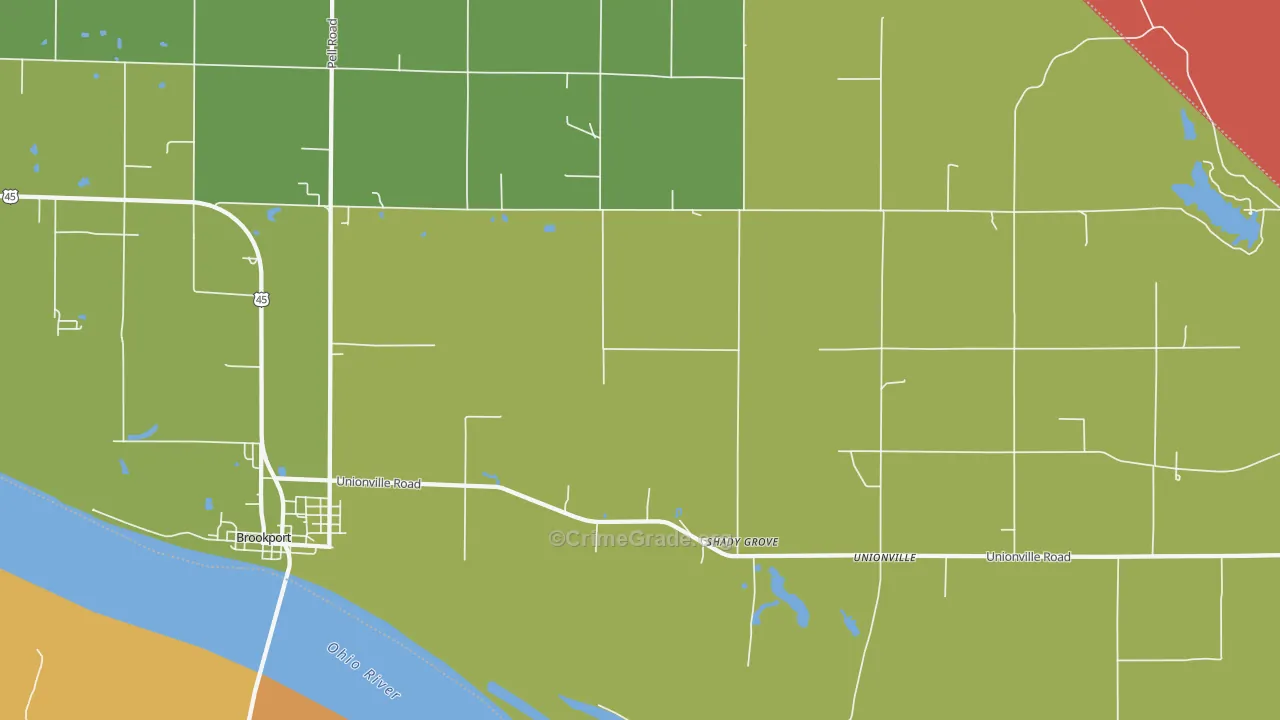 Shady Grove, IL Map of Robbery Rates