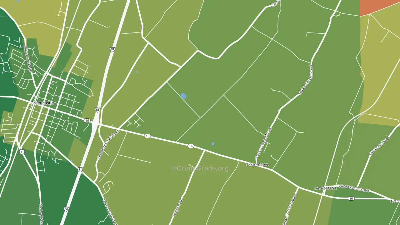 Shady Grove, PA Map of Robbery Rates