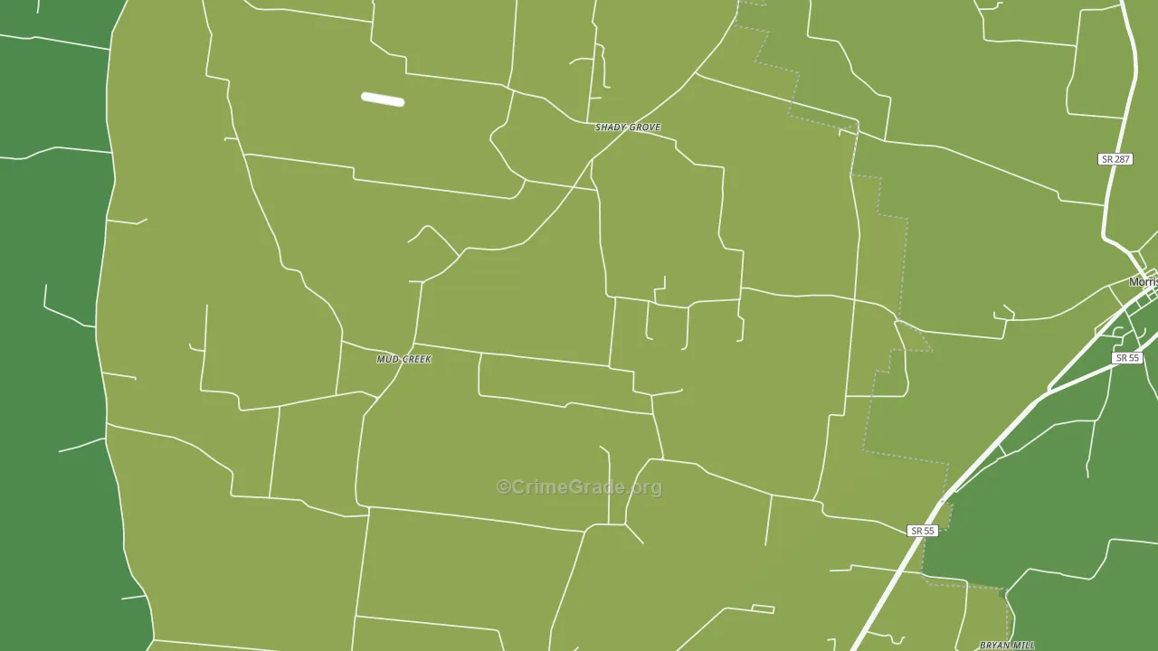Shady Grove, TN Map of Robbery Rates