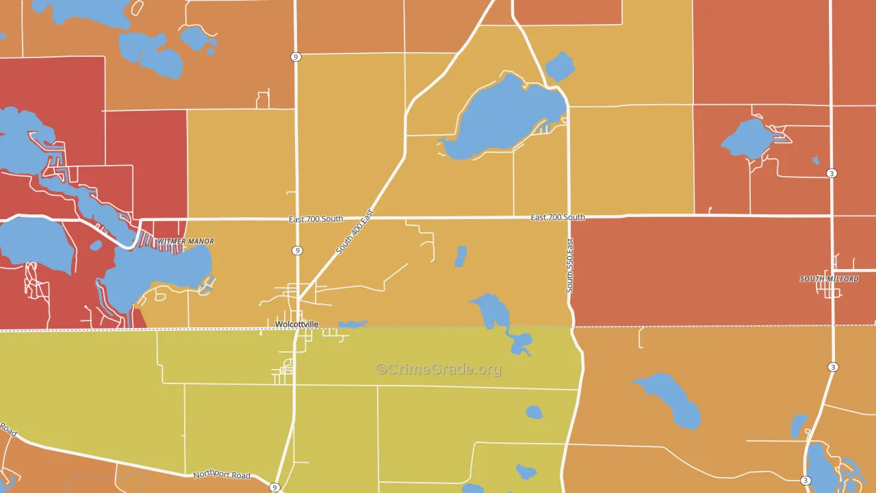 Shady Nook, IN Map of Robbery Rates
