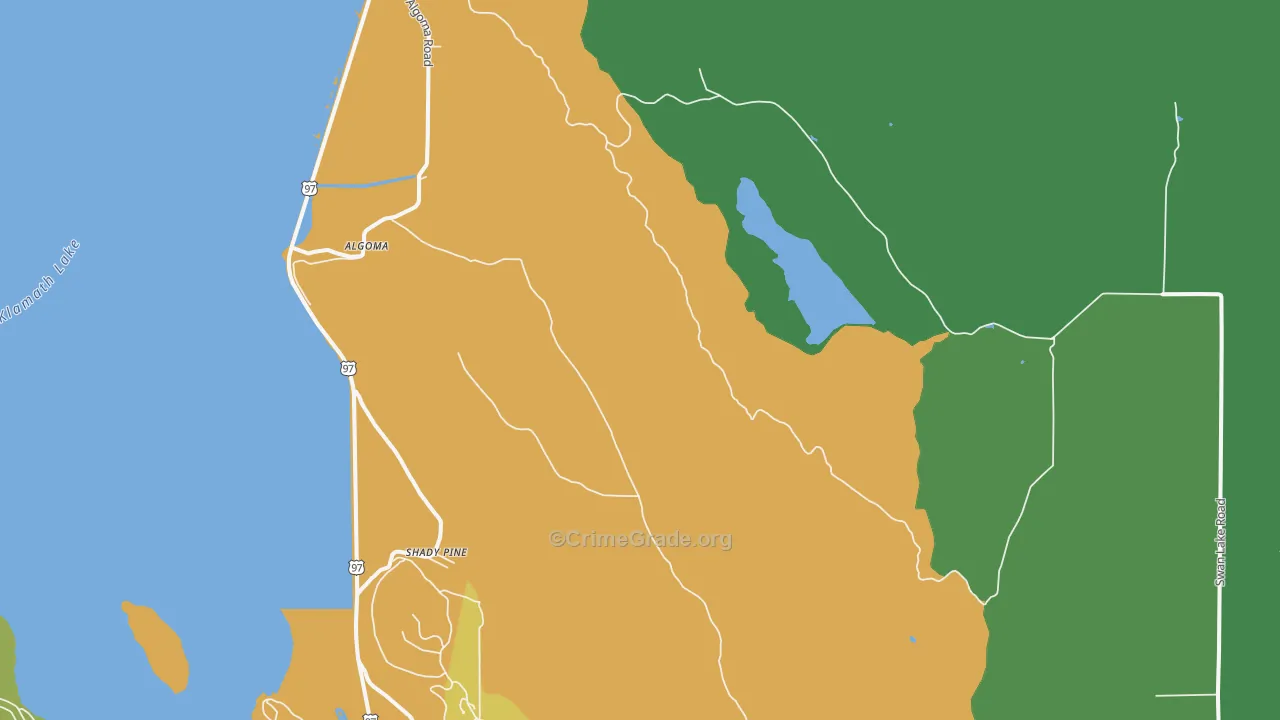 Shady Pine, OR Map of Robbery Rates
