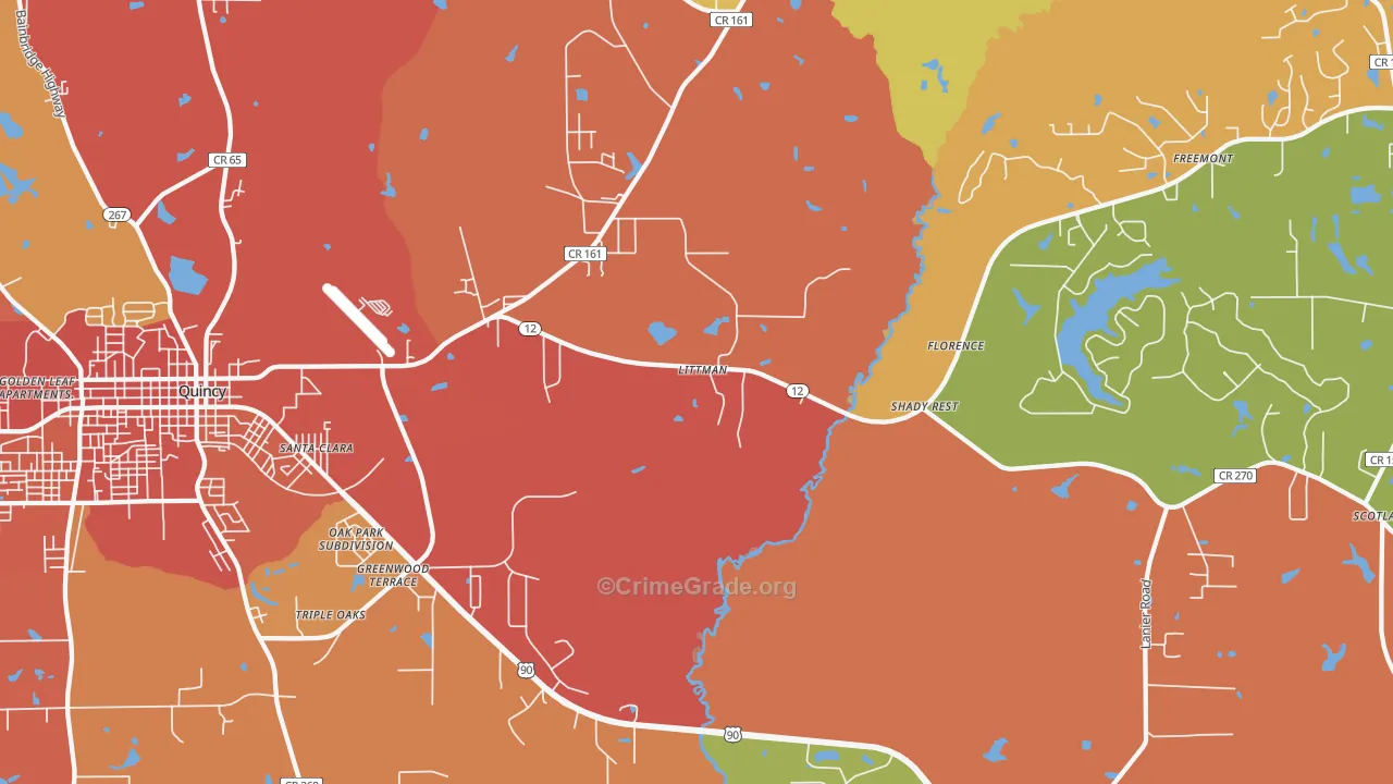 Shady Rest, FL Map of Robbery Rates