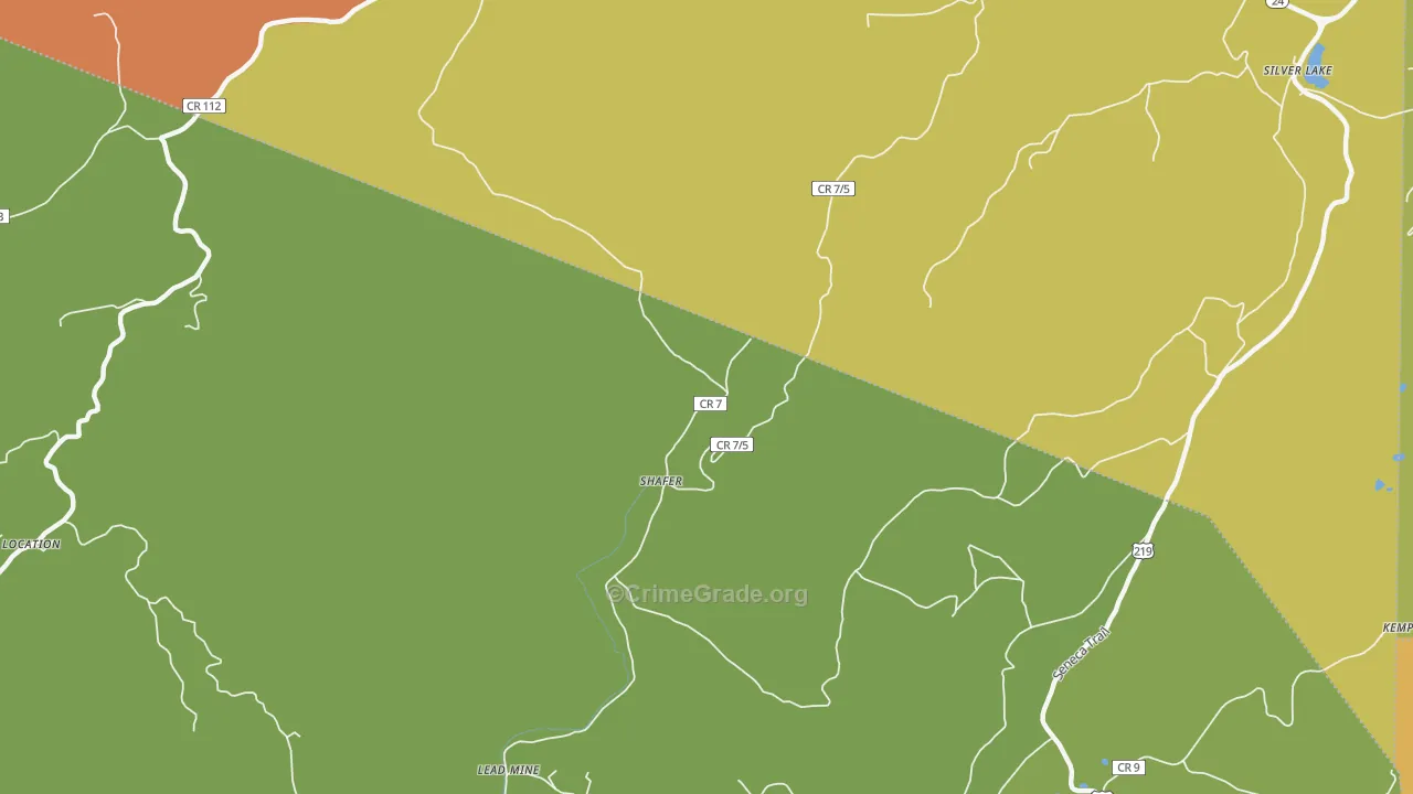 Shafer, WV Map of Robbery Rates