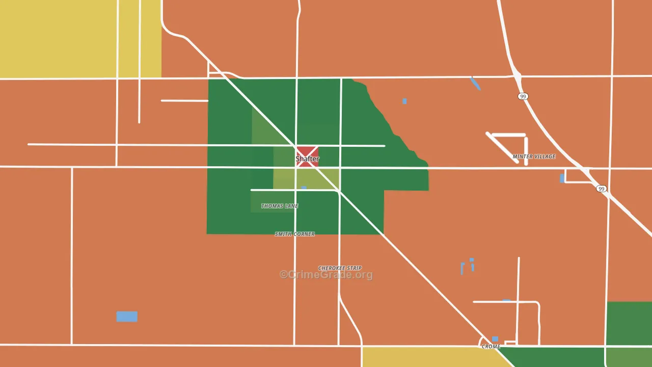Shafter, CA Map of Robbery Rates