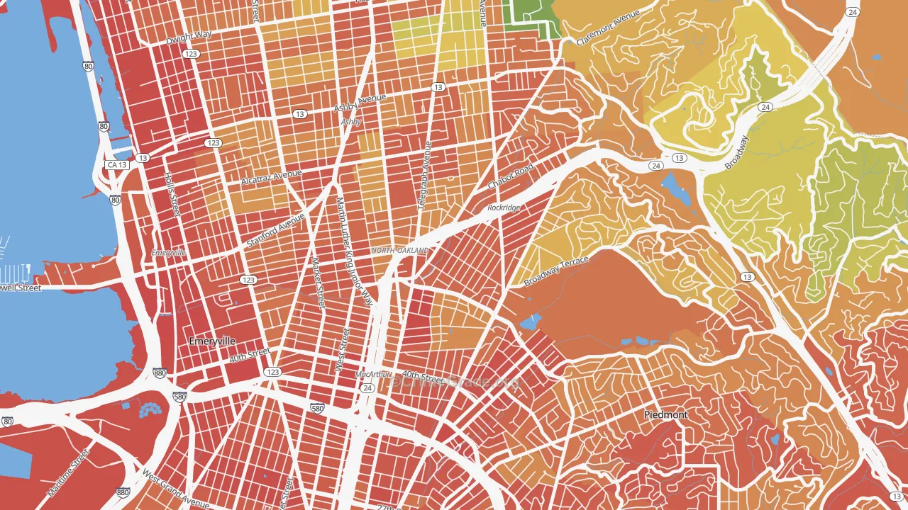 Shafter, Oakland, CA Map of Robbery Rates