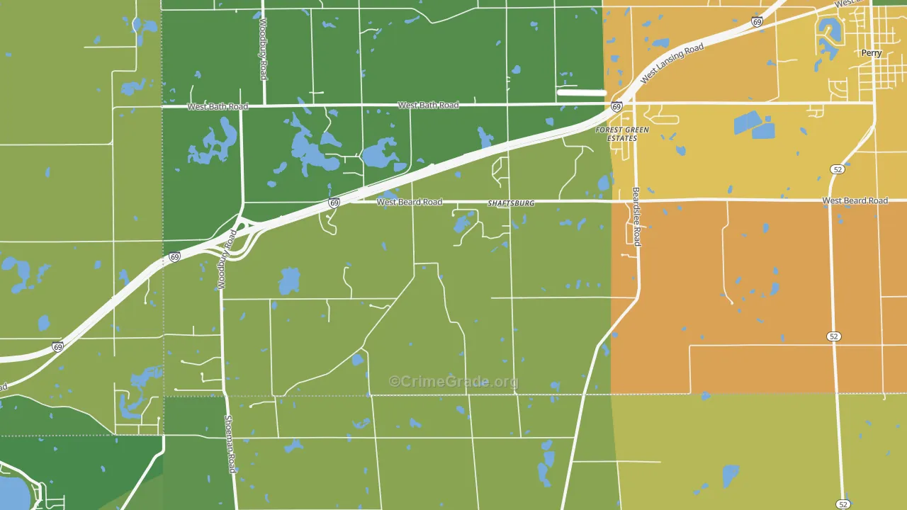 Shaftsburg, MI Map of Robbery Rates