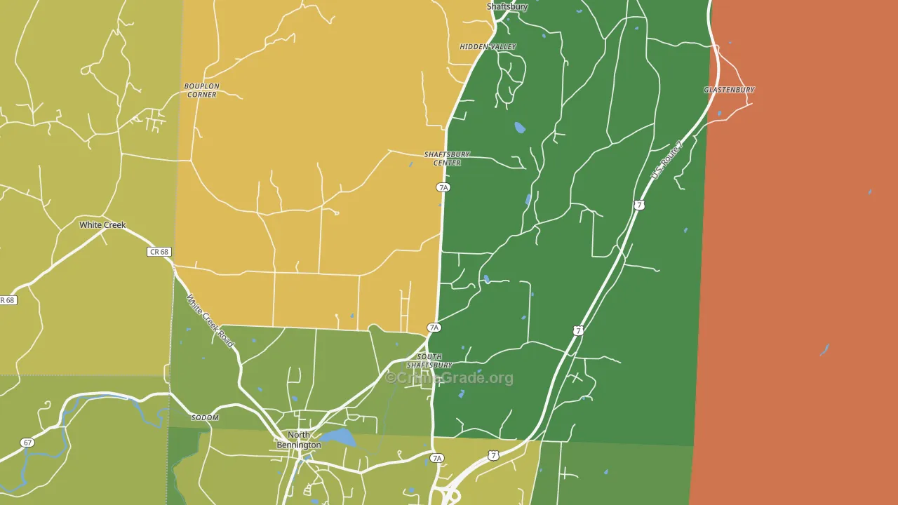 Shaftsbury, VT Map of Robbery Rates