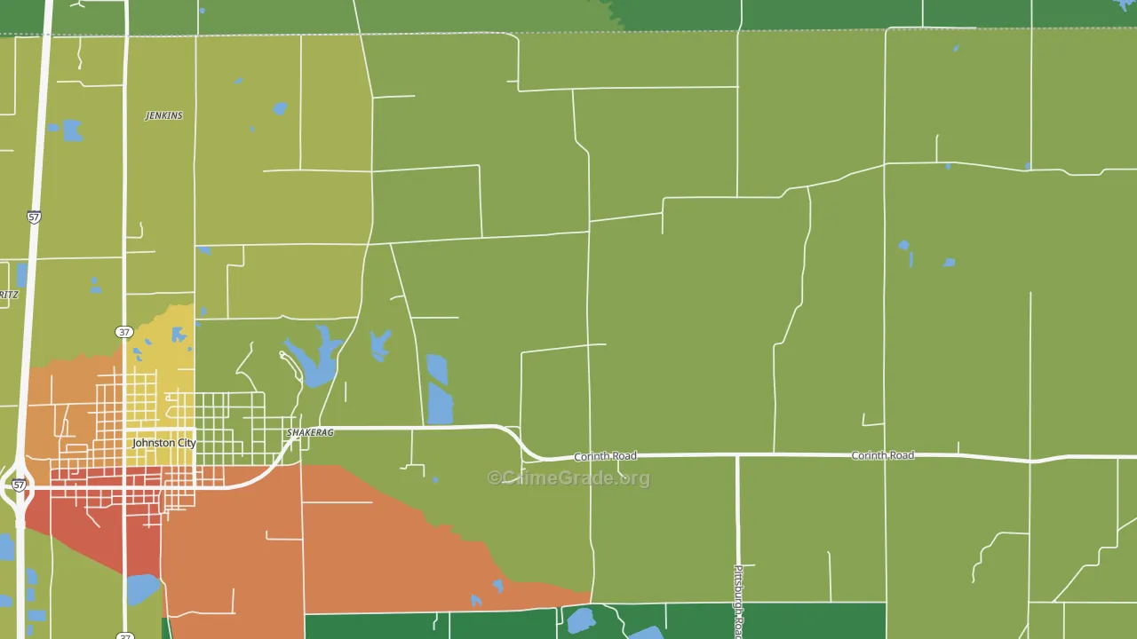 Shakerag, IL Map of Robbery Rates